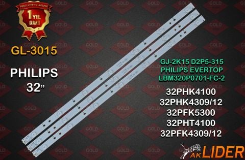 Philips 32PHK4100 32PHK4309 32PFK4309 32PFS5362 Uyumlu LED Bar Takımı LBM320P0701-FC-2 GJ-2K15