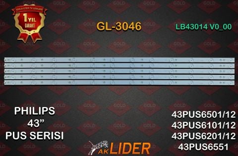 Philips 43PUS6501/12 43PUS6551/12 43PUS6101/12 43PUS6201/12 43PUS7202 Uyumlu LED Bar Takımı LB43014 V0_00