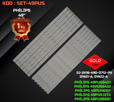 Philips 49PUS6401 49PUS6501 49PUS6581 Uyumlu LED Bar Takımı GJ-2K16-490