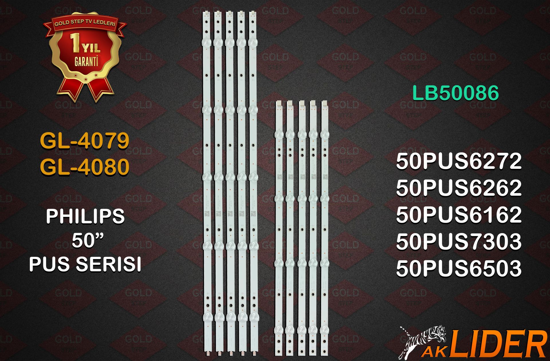 Philips 50PUS6262/12 50PUS6162/12 50PUS6272/12 50PUS7303/12 50PUS6412/12 50PUS6503/12 50PUS6262/60 50PUS6262/05 50PUS6272/05 50PUS6162/05 Uyumlu LED Bar Takımı LB50086 LB50089