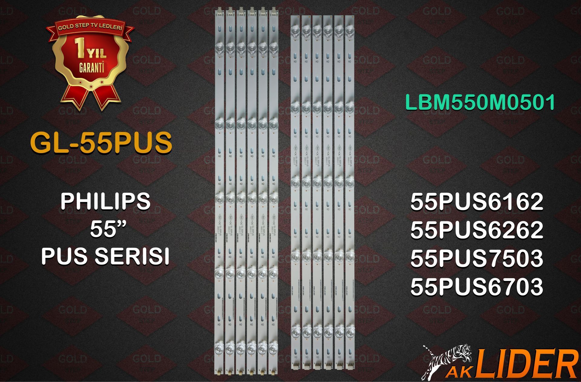 Philips 55PUS6262 55PUS6412 55PUS7303 55PUS7503 Uyumlu LED Bar Takımı LB55073