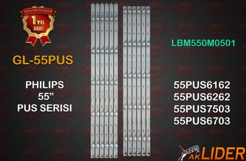 Philips 55PUS6262 55PUS6412 55PUS7303 55PUS7503 Uyumlu LED Bar Takımı LB55073