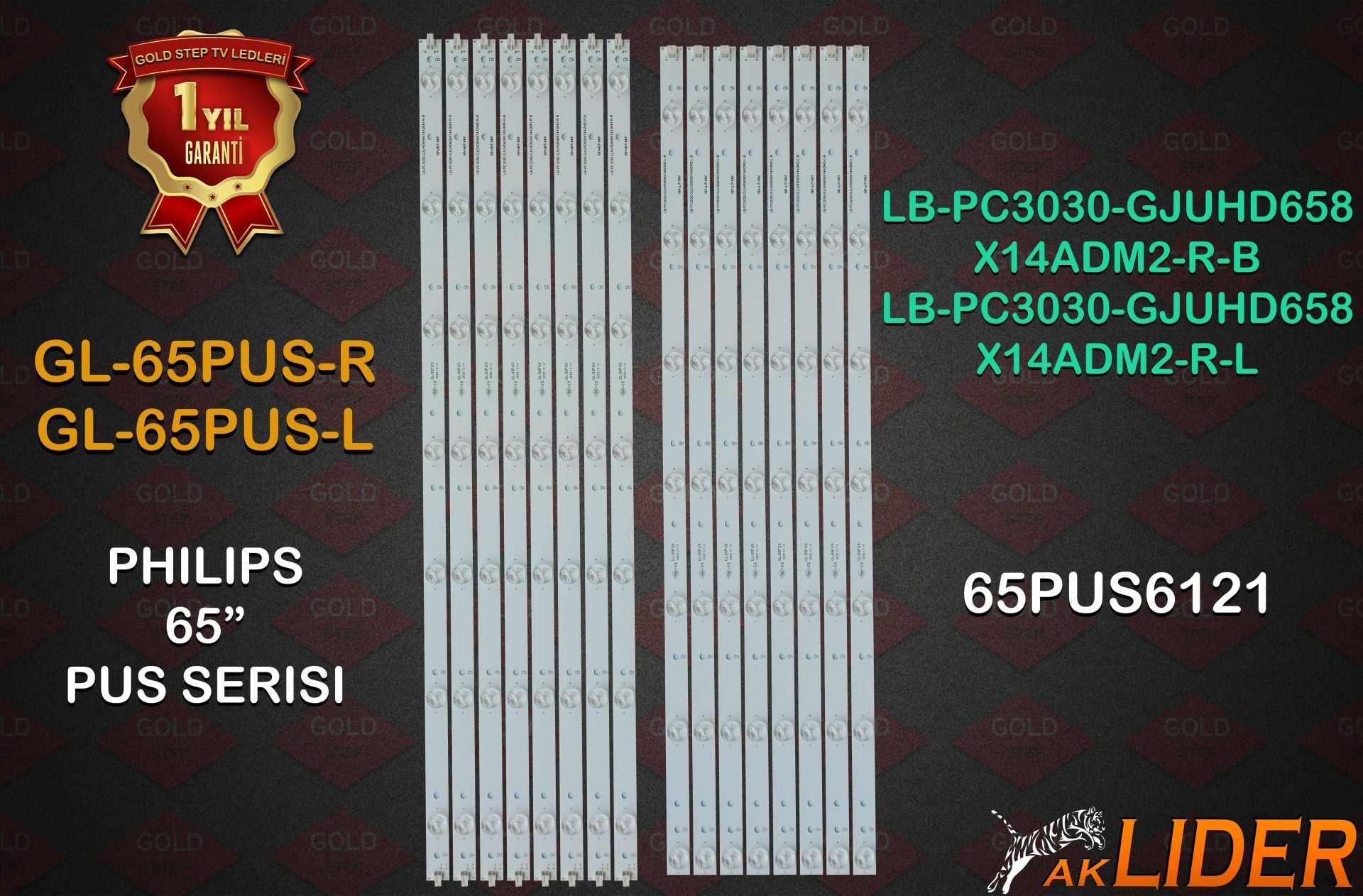Philips 65PUS6121/12 Uyumlu LED Bar Takımı – LB-PC3030-GJUHD658X14ADM2-R-B
