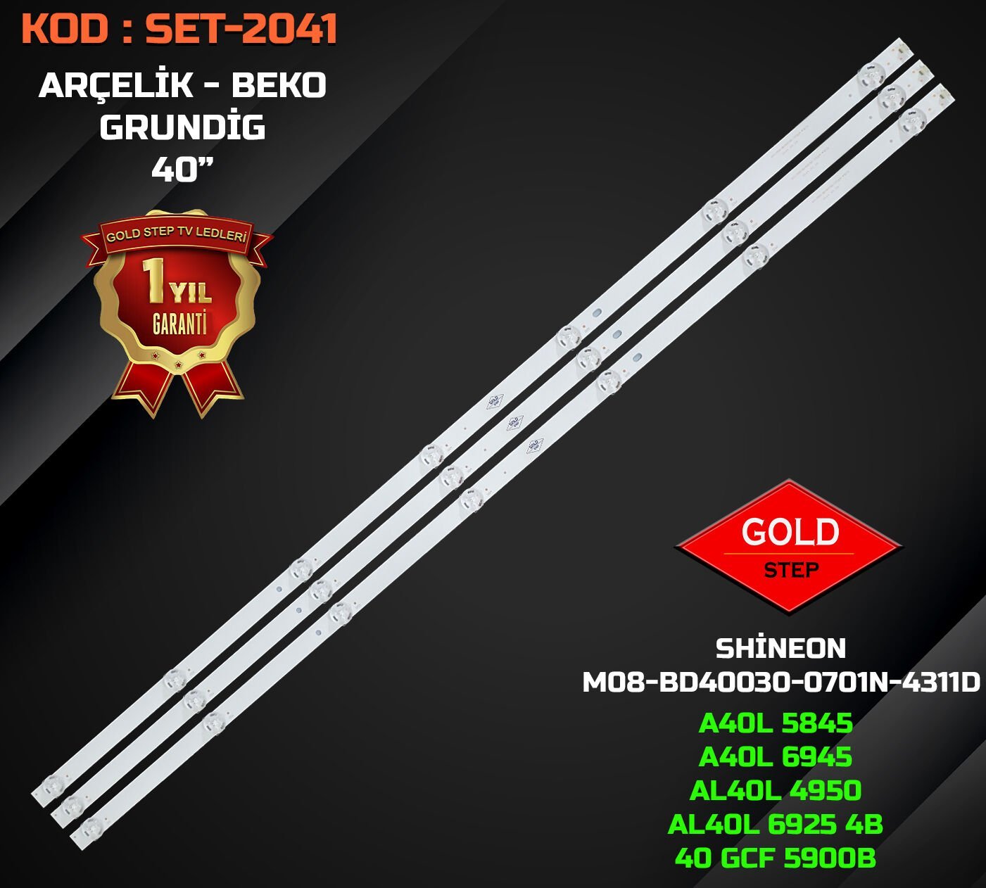 Beko Arçelik Altus 40'' AL40L 6925 Led Bar ShineOn M08-BD40030-0701N-4311D 7 Ledli 77.2 Cm