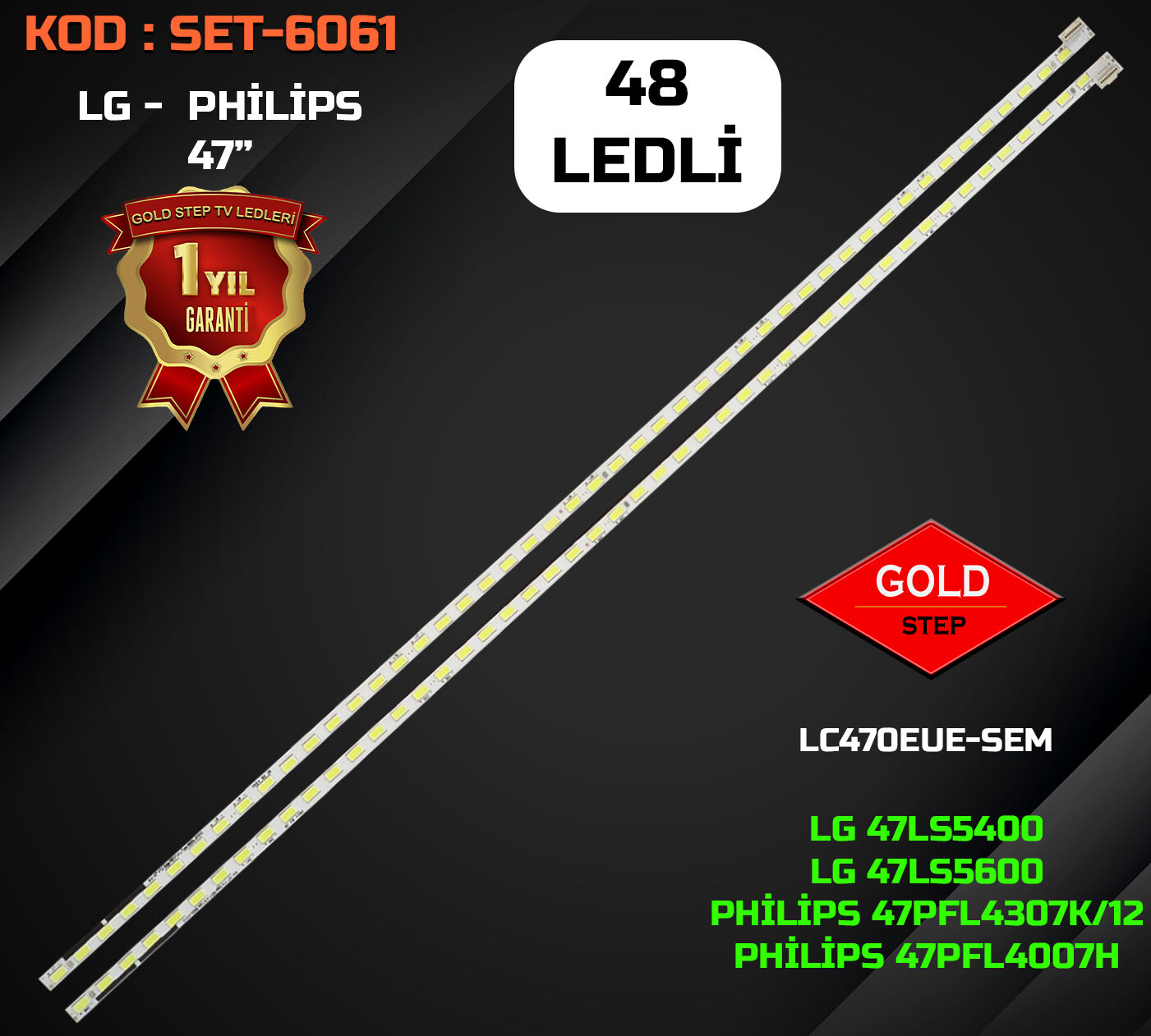 LG 47LM615S Philips 47PFL4307 Arçelik A47-LEP-6WV 47 V12 EDGE Uyumlu LED Bar