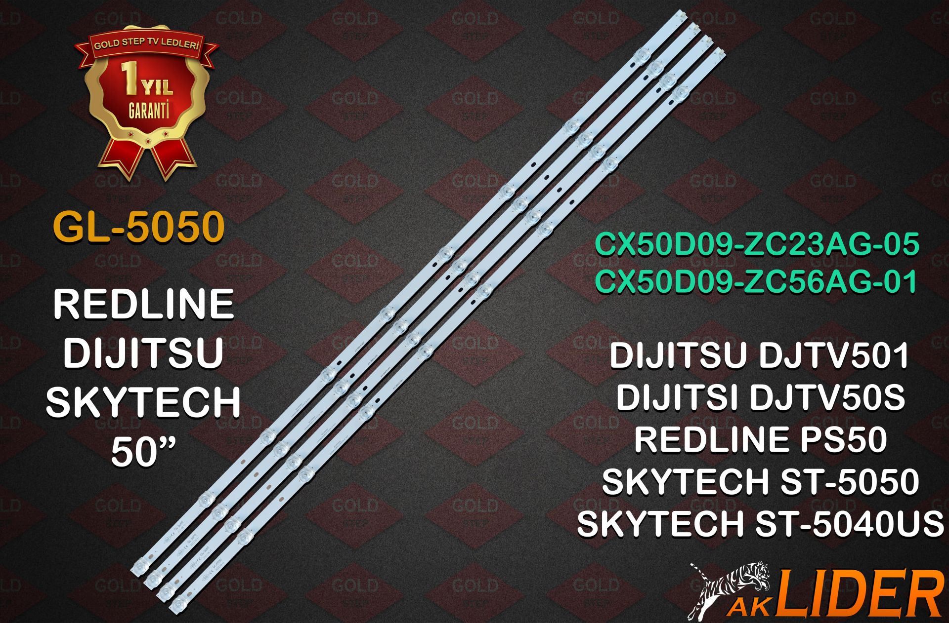 Skytech ST-5050 ST-5040US Dijitsu DJTV501 DJTV50S Redline PS50 Uyumlu LED Bar Takımı CX50D09-ZC23AG-05
