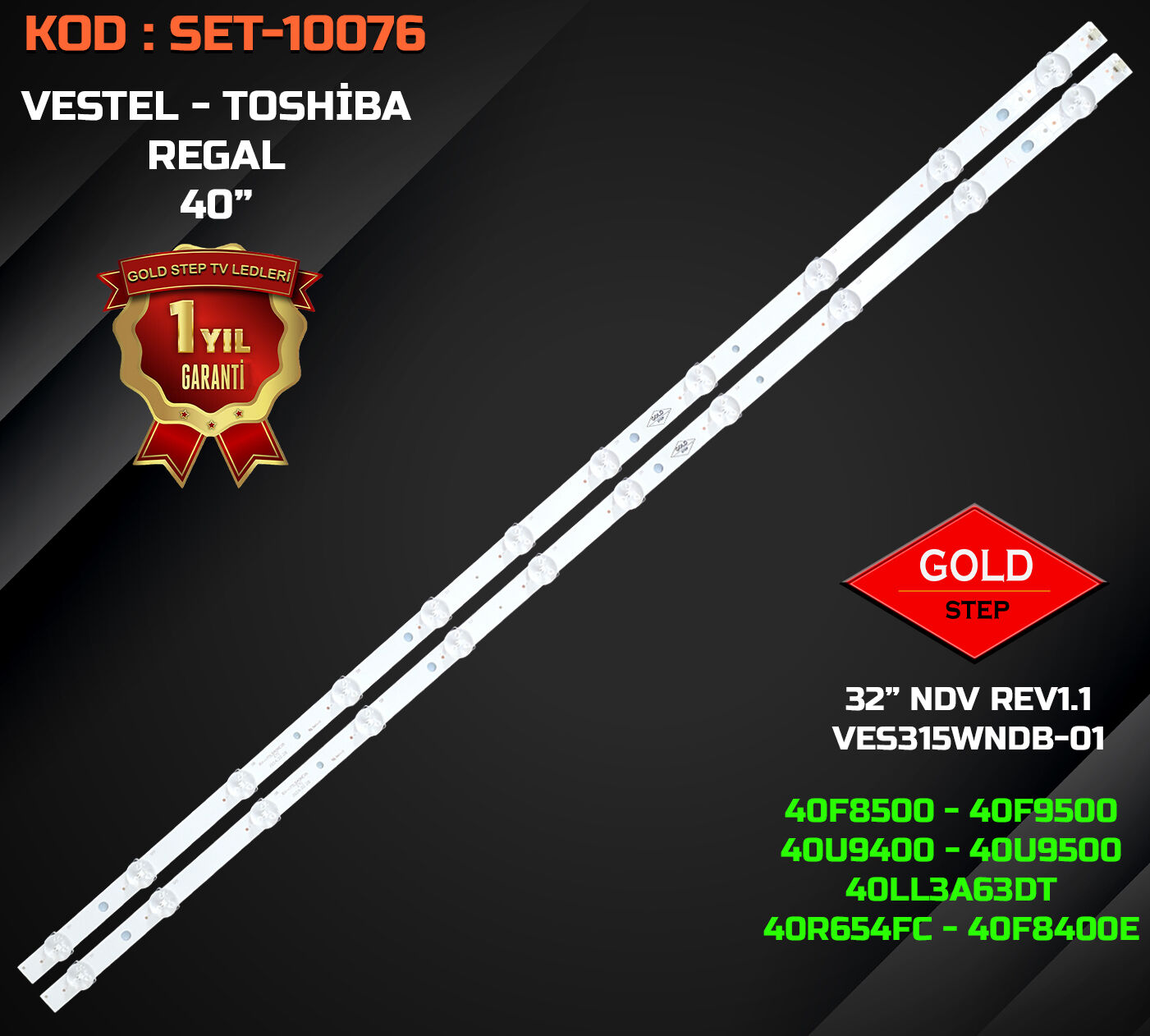 Vestel 40U9400 Regal 40R654FC Toshiba 40LL3A63DT 17DLB40NER6 Uyumlu LED Bar Takımı
