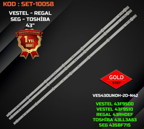 Vestel 43F9500 Regal 43R6520FA Toshiba 43LL2A63 Uyumlu LED Bar Takımı 17DLB43VER13