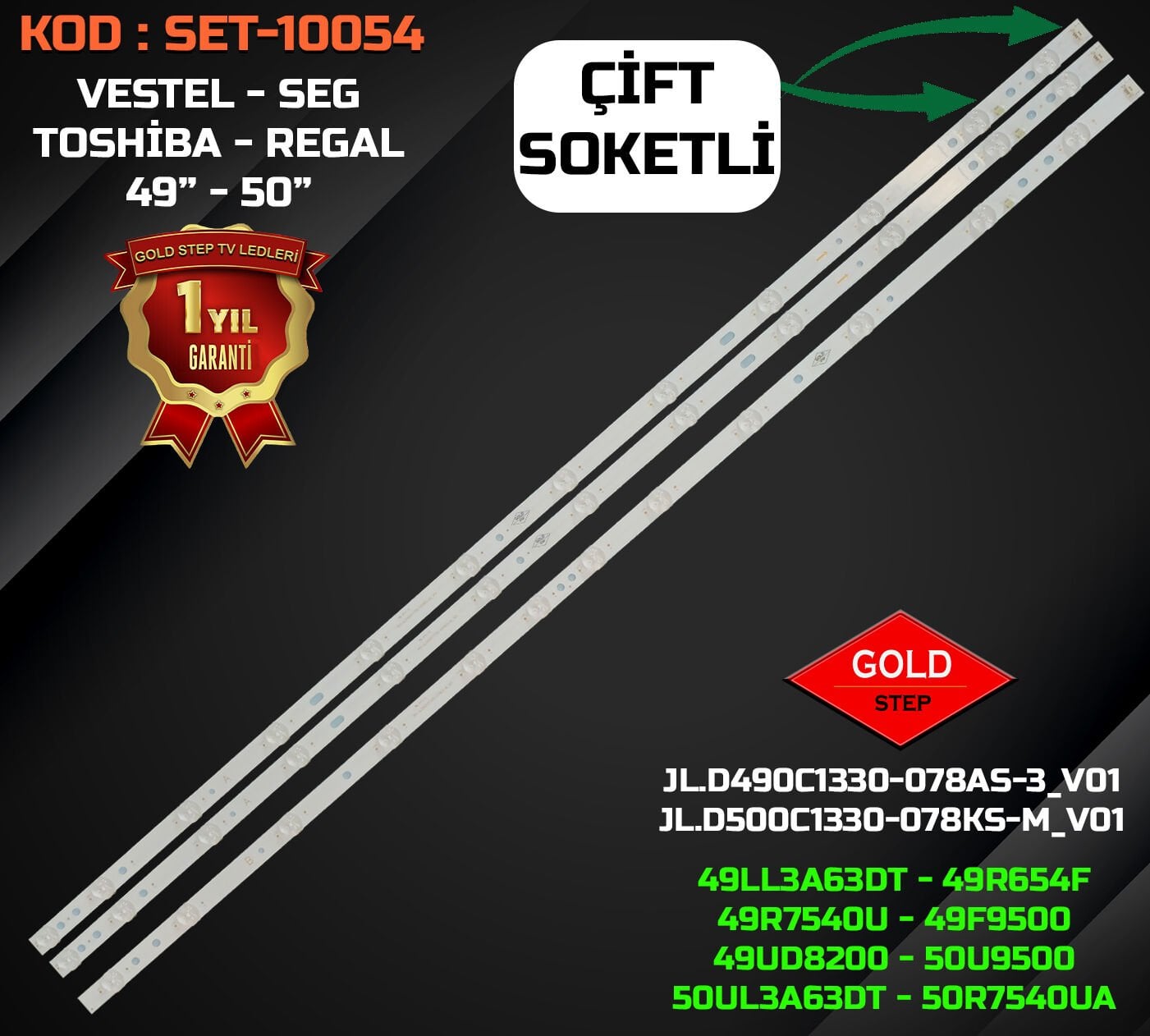 VESTEL GRUP 49-50 İnç Uyumlu LED Bar Takımı (JL.D500C1330-078KS-M_V01 / JL.D500C1330-078LS-M_V01 / JL.D490C1330 Serisi)