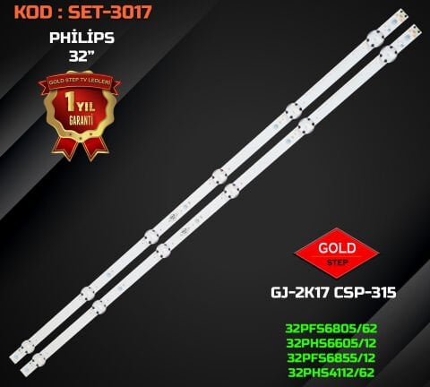 Philips 32'' 32PHS4112 32PHS5505 32PFS6805 Uyumlu Led Bar GJ-2K17 CSP-315 PITCH 109