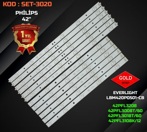 PHİLİPS 42'' 42PFL3208 / 42PFL3018 / 42PFL3108 Uyumlu LED Bar Takımı (EVERLIGHT LBM420P0501-CB - LBM420P0601-CB)