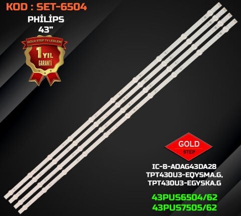 PHİLİPS 43'' 43PUS7505/62 / 43PUS6554/12 / 43PUS6804/12 / 43PUS6504/62 Uyumlu LED Bar Takımı (LB-GM3030-GJPHP434X10AUS2-S / X)