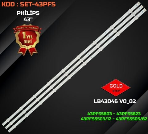 Philips 43PFS5503 & 43PFS5803/12 Uyumlu LED Bar Takımı (LB43046 - LB-PM3030)