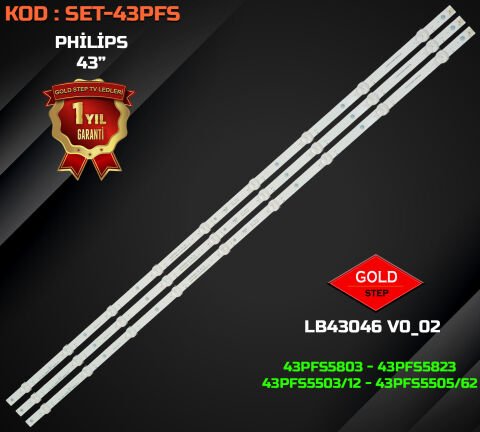 Philips 43PFS5503 & 43PFS5803/12 Uyumlu LED Bar Takımı (LB43046 - LB-PM3030)