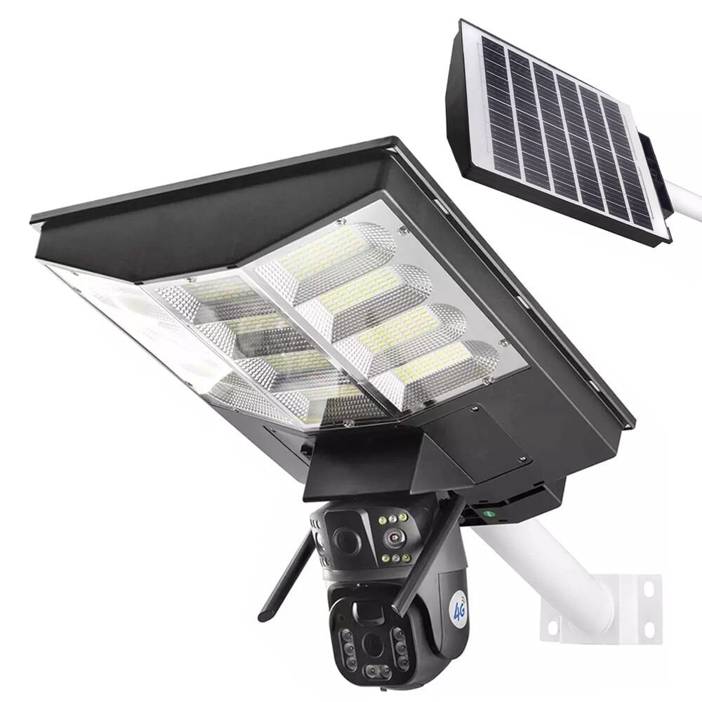 GOLD STEP - 2 Kamera / Yüksek Pil Kapasitesi  / Büyük Solar Panel / SOKAK LAMBALI - Solar PTZ Kamera