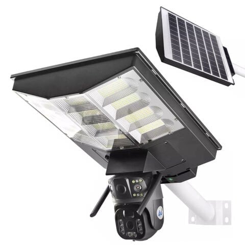 GOLD STEP - 2 Kamera / Yüksek Pil Kapasitesi  / Büyük Solar Panel / SOKAK LAMBALI - Solar PTZ Kamera