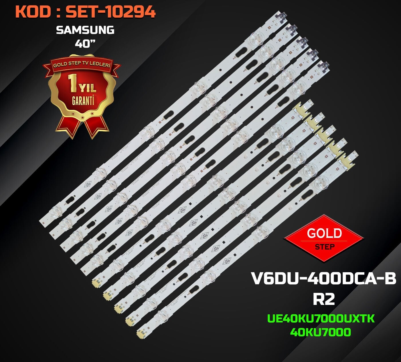 SAMSUNG 40'' UE40KU7000UXTK / 40KU7000 Uyumlu LED Bar Takımı (V6DU-400DCA-R2 / V6DU-400DCB-R2)