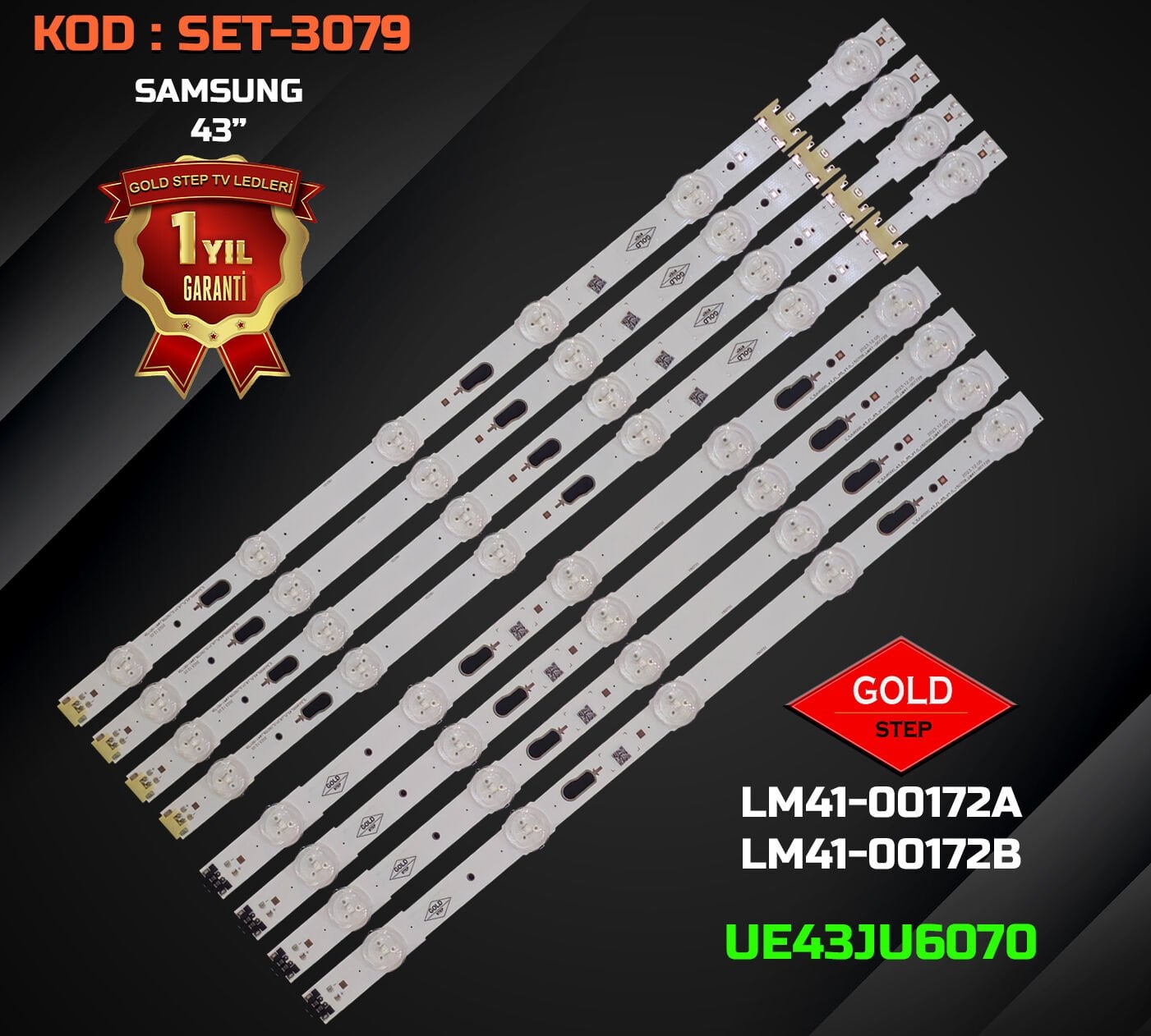 SAMSUNG 43'' UE43JU6070 Uyumlu LED Bar Takımı (S_5JU6000_43_FL / LM41-00172A / LM41-00172B / BN96-38711A - BN96-38712A)