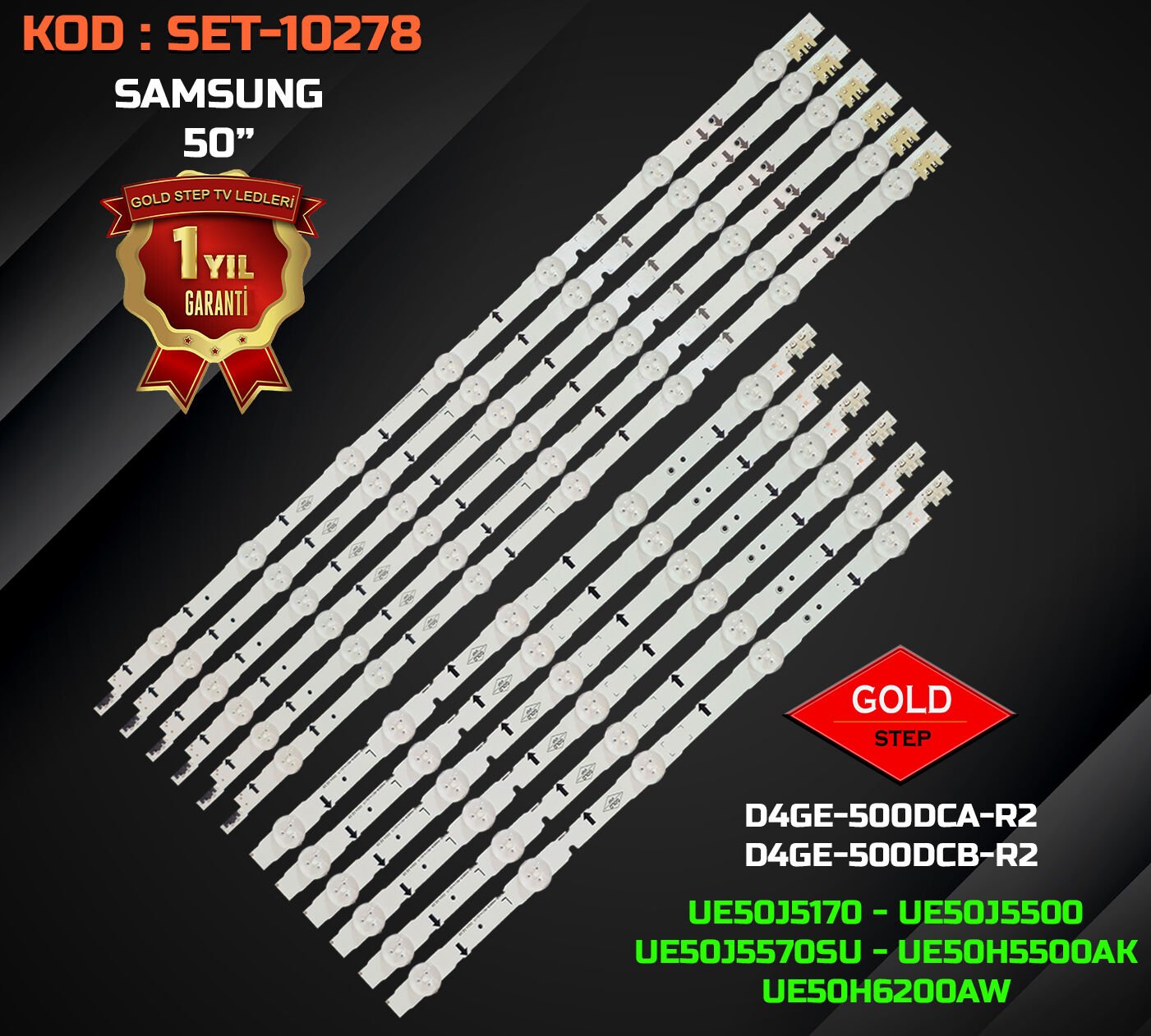 SAMSUNG UE50J5170 / UE50J5500 / UE50J5570SU ve 50J-50H Serisi Uyumlu LED Bar Takımı (D4GE-500DCB-R2 / D4GE-500DCA-R2)