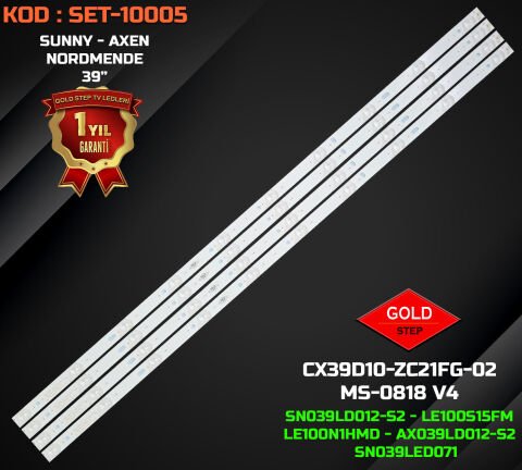 SUNNY 39'' SN039LD012-S2 / AXEN AX039LD012-S2 / SANYO LE100S15FM Uyumlu LED Bar Takımı (CX39D10-ZC21FG-02 / 303CX390039 / CX390M07)