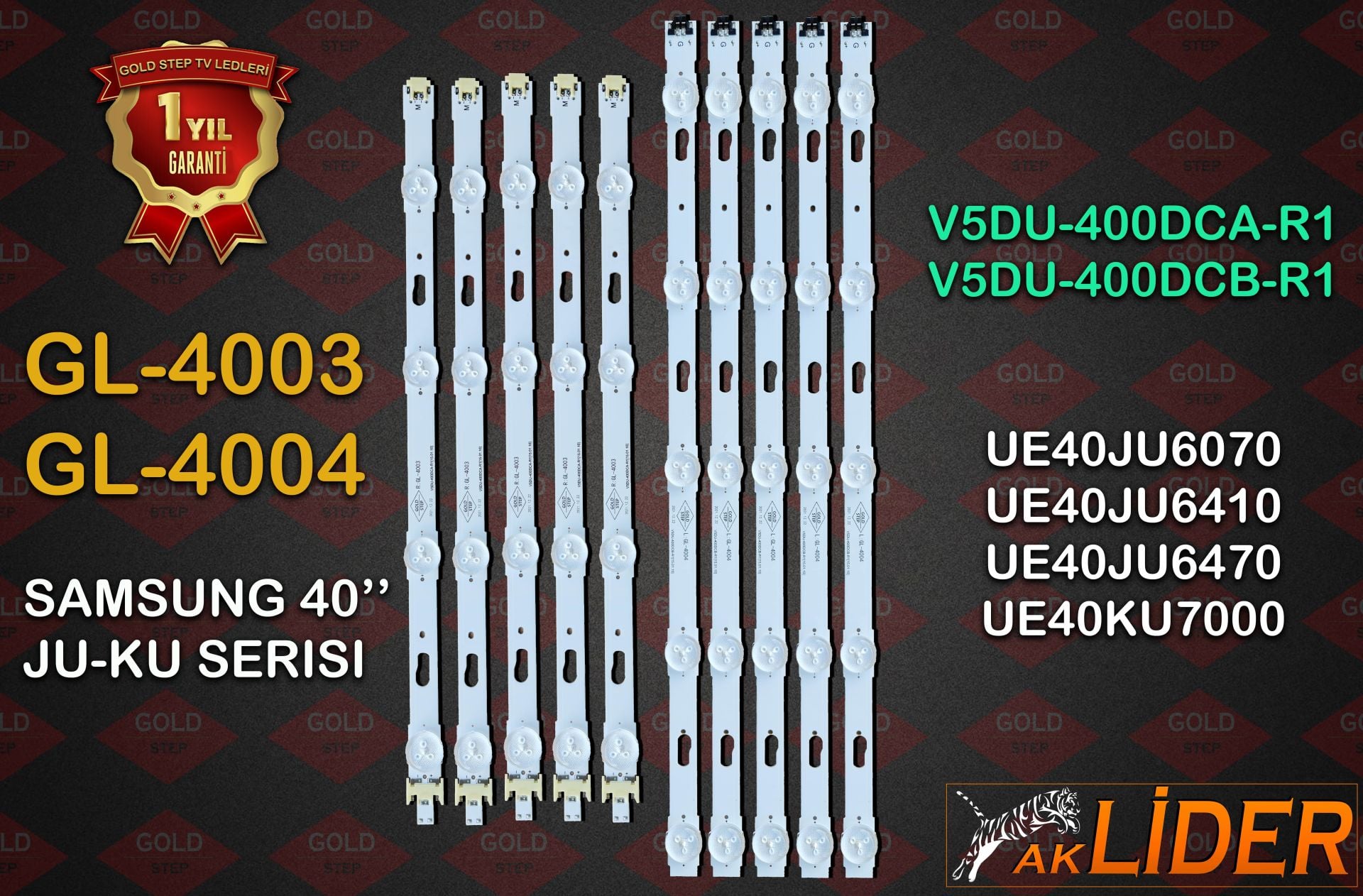 Samsung UE40JU6070U UE40JU6410U UE40JU6470U UE40JU6570U UE40JU6610U UE40KU7000U UE40MU7000U UE40JU6000K UE40KU6000K UE40MU6100U HG40ED690UB HG40ED890UB HG40ND690UF HG40ND690US Uyumlu LED Bar Takımı V5DU-400DCA-R1 V5DU-400DCB-R1 BN96-34791A BN96-34792A