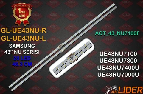 Samsung UE43NU6025 UE43NU6095 UE43NU7020 UE43NU7090 UE43NU7102 UE43NU7105 UE43NU7120 UE43NU7170 UE43NU7190 Uyumlu LED Bar Takımı BN96-45954A AOT_43_NU7100F