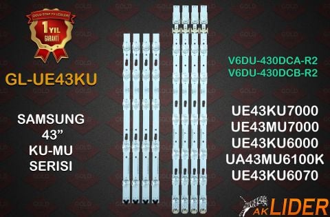 Samsung UE43KU7000 UE43KU6000 UE43MU7000 UA43KU6000 UA43KU7000 UA43MU6100 UA43MU7000 HG43EF690UB HG43NF690UF Uyumlu LED Bar Takımı V6DU-430DCA-R2 V6DU-430DCB-R2 BN96-39781A BN96-39782A BN96-41220A BN96-41221A LM41-00268A LM41-00269A