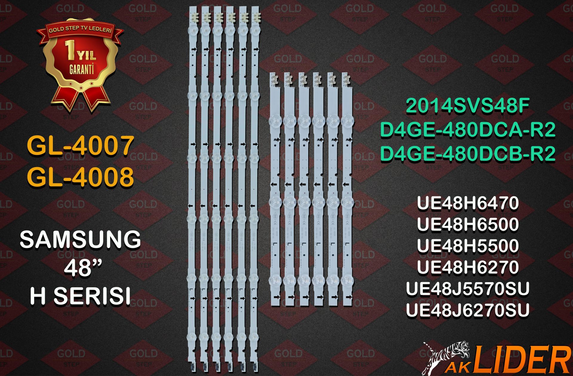 Samsung UE48H6500ALXTK UE48H6470ASXTK UE48H6270ASXTK UE48J6200AK UE48J6202AK UE48J5500AW Uyumlu LED Bar Takımı 2014SVS48F_3228