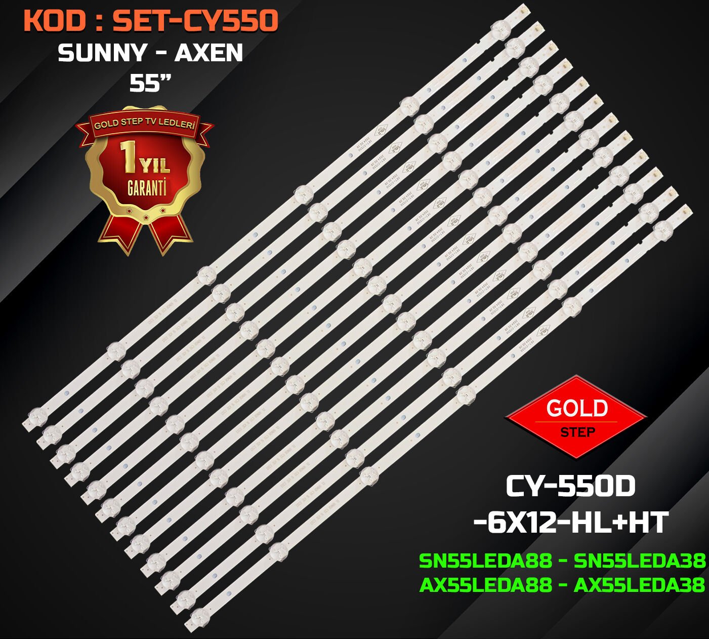 Axen AX55LEDA88/0227 Sunny SN55LEDA88 SN55LEDA38/0217 Uyumlu LED Bar Takımı CY-550D