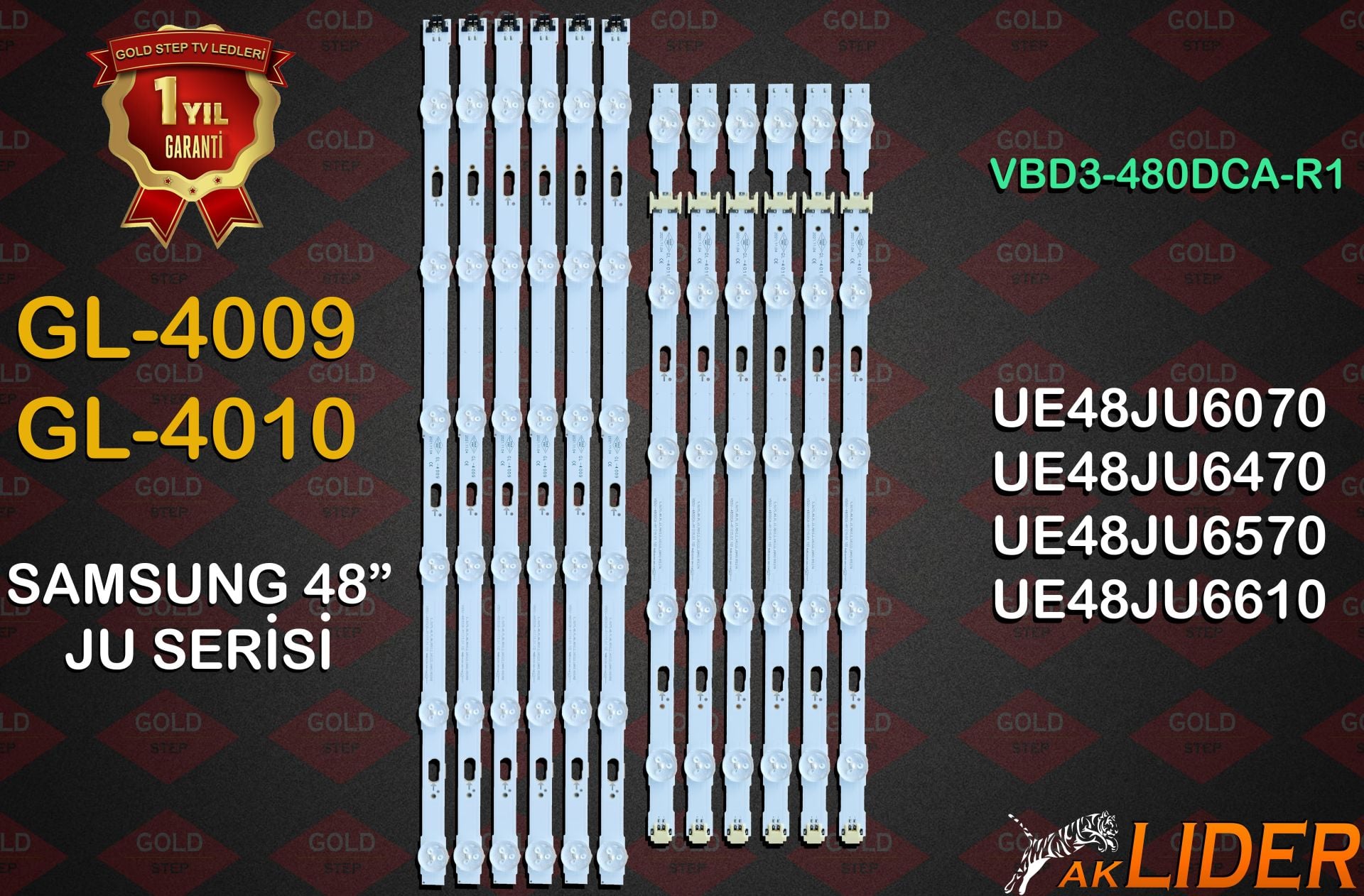 Samsung UE48JU7500 UE48JU6000K UE48JU6670 UE48JU6645 UE48JU6650 Uyumlu LED Bar Takımı V5DU-480DCA-R1