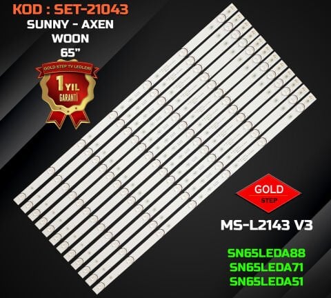 SUNNY SN65LEDA88-G/0227 / SN65LEDA51/0216 - AXEN AX65LEDA71/0216 Uyumlu LED Bar Takımı (MS-L2143 V3 / CY-65DN-3030-25V-600mA)