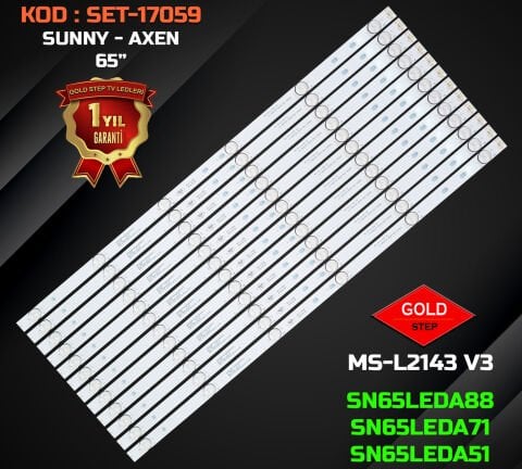 SUNNY SN65LEDA88-G/0227 / SN65LEDA51/0216 - AXEN AX65LEDA71/0216 Uyumlu LED Bar Takımı (MS-L2143 V3 / CY-65DN-3030-25V-600mA)