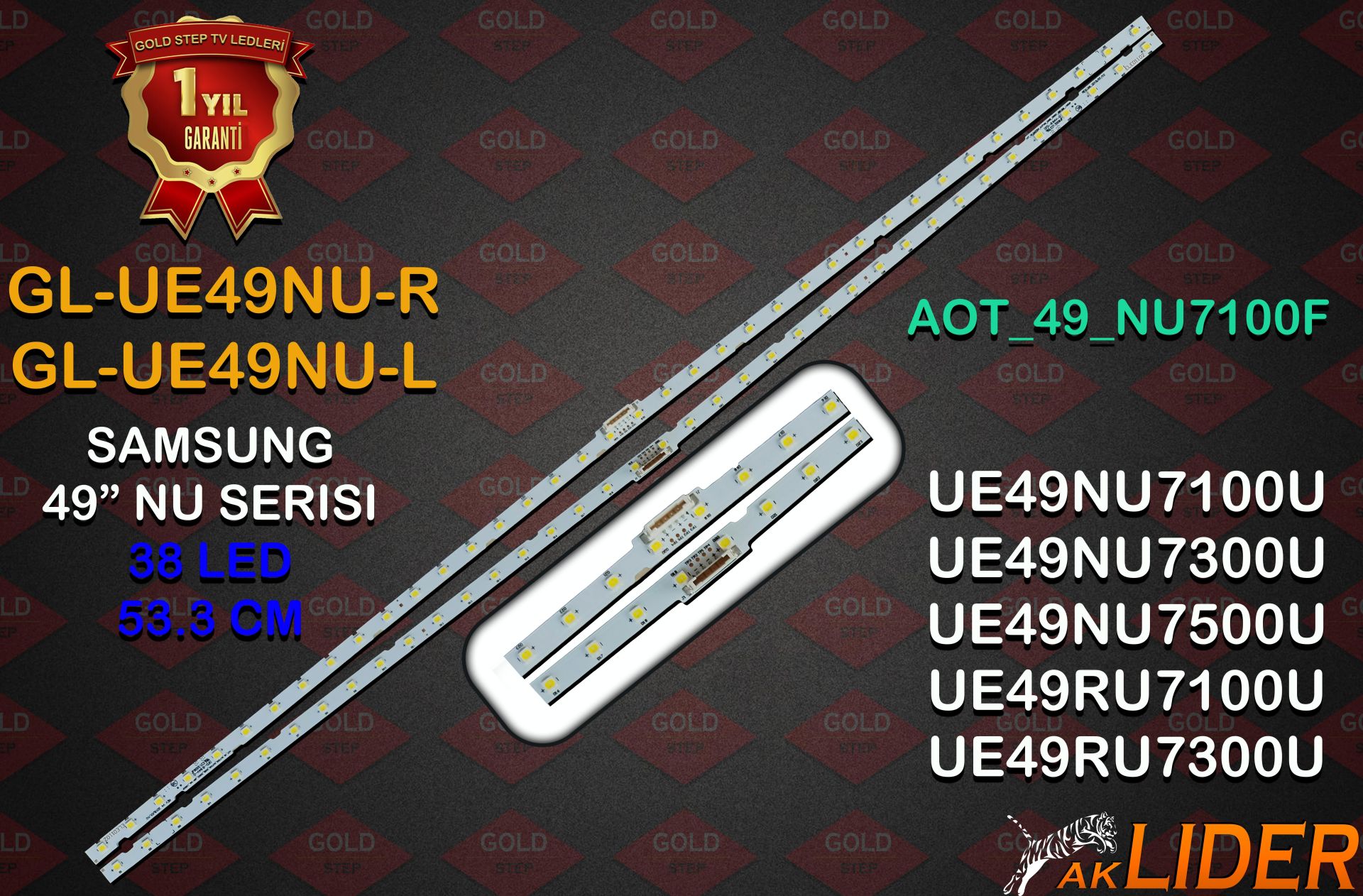 Samsung UE49NU7100 UE49NU7300 UE49RU7100U Uyumlu LED Bar Takımı BN96-45953B