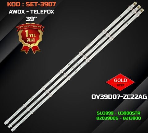AWOX 39'' U3900STR / B203900S / B213900 Uyumlu LED Bar Takımı (303WY390042 / 532WY390M12 / 0Y39D07-ZC22AG-04)