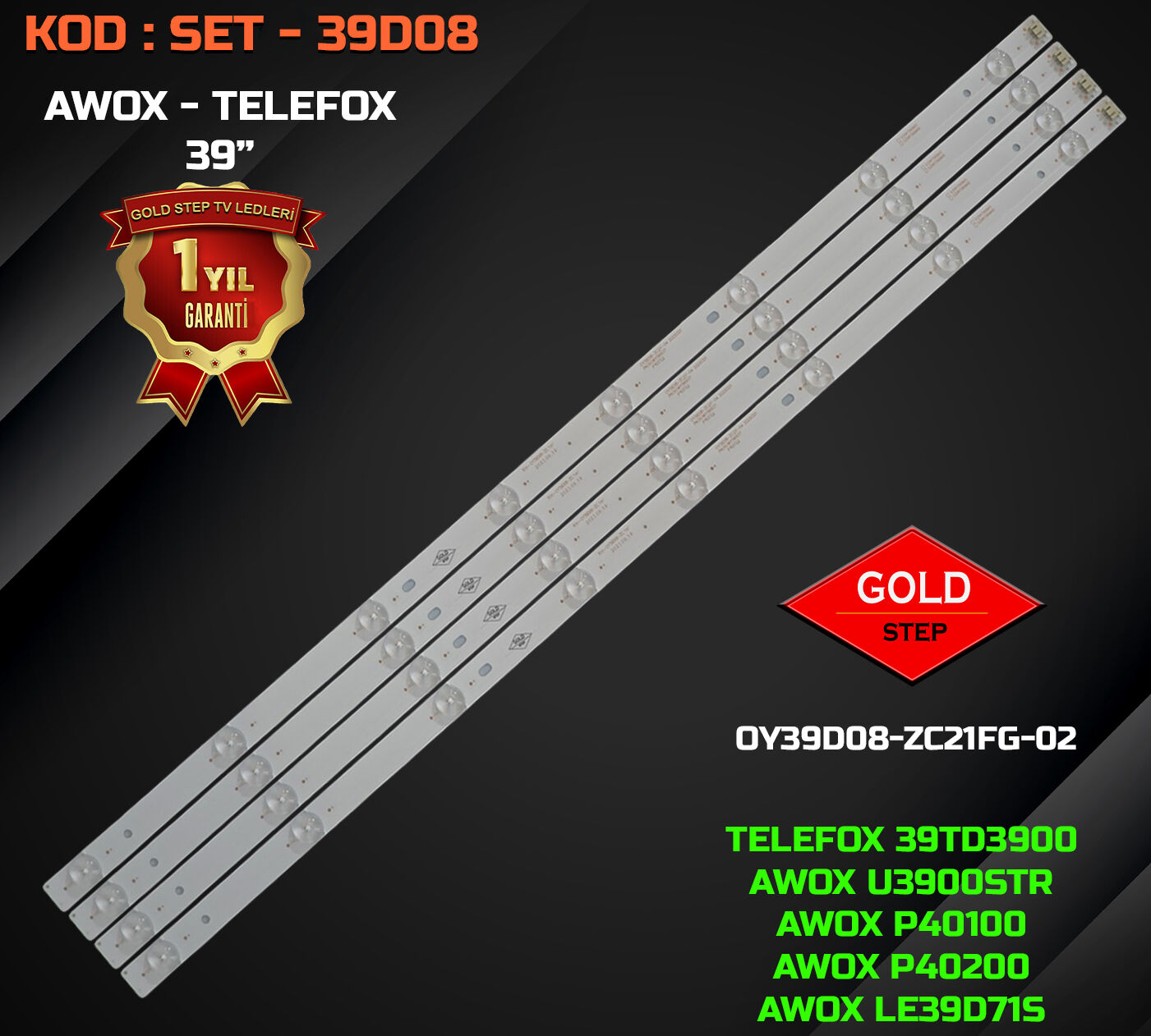 TELEFOX 39TD3900 AWOX U3900STR P40100 P40200 Plus Uyumlu LED Bar Takımı OY39D08-ZC21FG-02