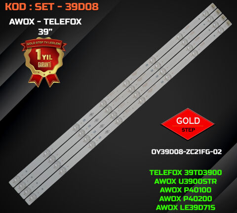 TELEFOX 39TD3900 AWOX U3900STR P40100 P40200 Plus Uyumlu LED Bar Takımı OY39D08-ZC21FG-02