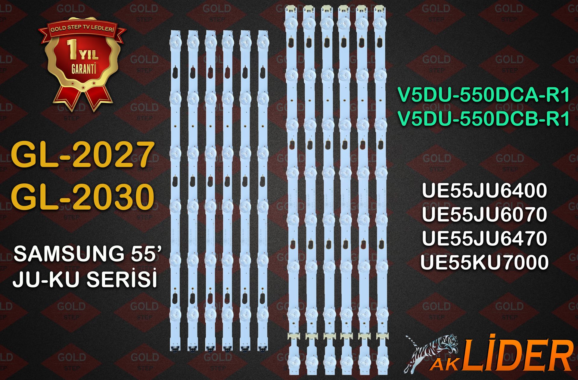 Samsung UE55KU7000 UE55JU7000 UE55JU6470 UE55JU6800 UE55MU6200 Uyumlu LED Bar Takımı V5DU-550DCA-R1
