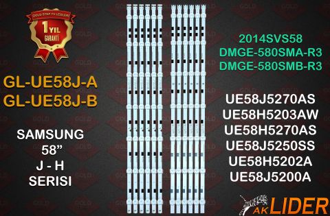 Samsung UE58H5204AK UE58H5205AK UE58H5273SS UA58KF20EAJ UE58J5202AK UE58J5205AK UA58J50SWAJ Uyumlu LED Bar Takımı SAMSUNG_2014SVS58