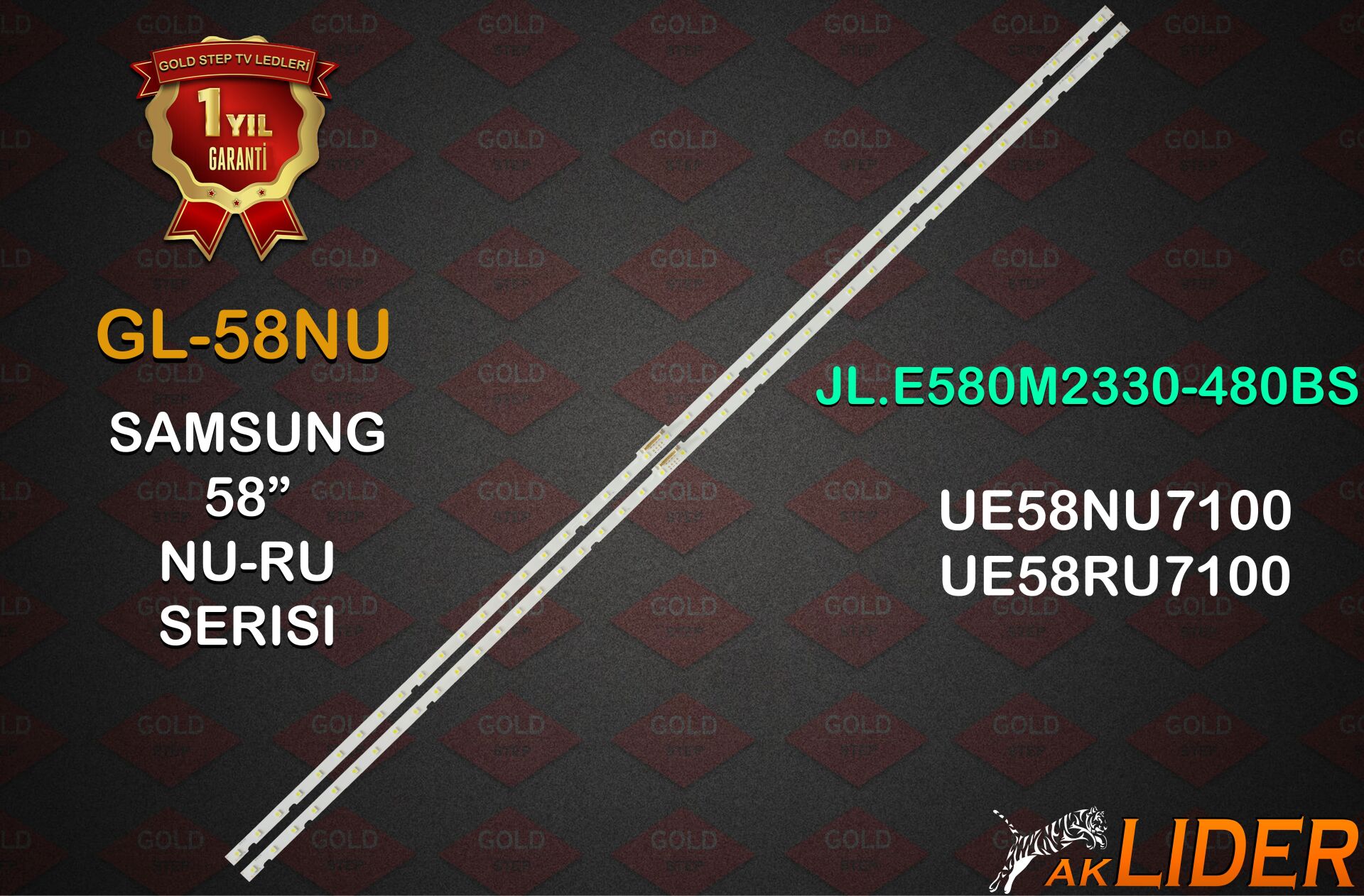 Samsung 58'' UE58NU7100 UE58RU7100 UA58NU7100 UN58NU7100 Uyumlu LED Bar Takımı