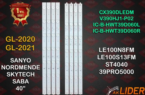 ST-4040, LE100N8FM, 39PRO5000, LE100S13FM, LE100S13FA, LEDTV390 Uyumlu LED Bar Takımı IC-B-HWT39D060L, IC-B-HWT39D060R, 180-W00-390000H, JL.CX39071235A0