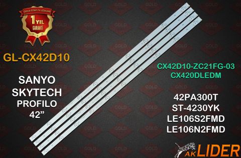 Sanyo LE106S2FMD LE106N2FMD Profilo 42PA300T Skytech ST-4230YK Uyumlu LED Bar Takımı CX42D10-ZC21FG-03