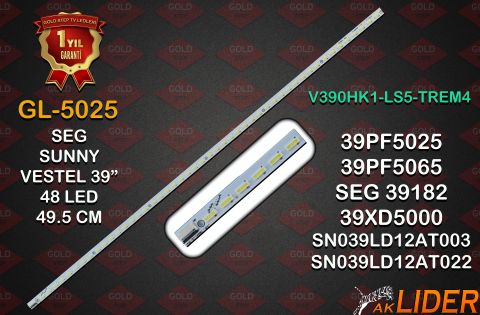 Vestel 39PF5025 40PF5025 39PF5065 SEG LE39SAT182FHD Telefunken 39XT5000 Finlux 39FX6240F Uyumlu LED Bar Takımı V390HJ1LE1 AX039LD12AT003-V2FM SN039LD12AT003-V2FM