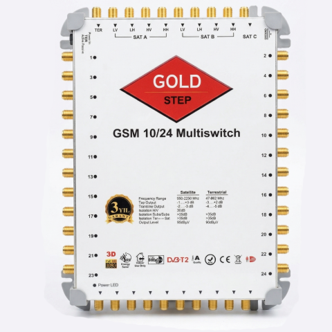 Gold Step GSM 10/24 Multiswitch - 24 Abone Merkezi Uydu Santrali