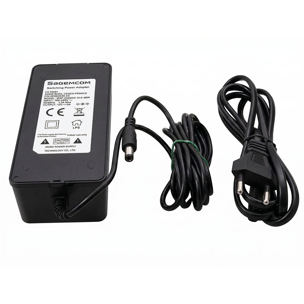 Sagemcom 12V 5A Uydu, Modem, Router, Şerit Led Adaptörü / 100-240V - Düz Uçlu