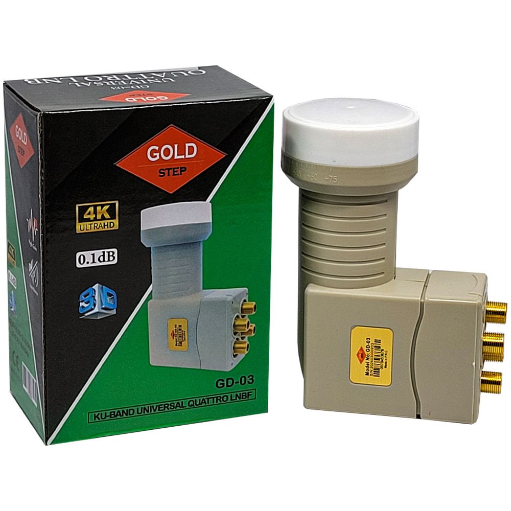 GOLD STEP 0.1 dB 4K Quattro Çıkışlı Santral LNB Quattro Lnb