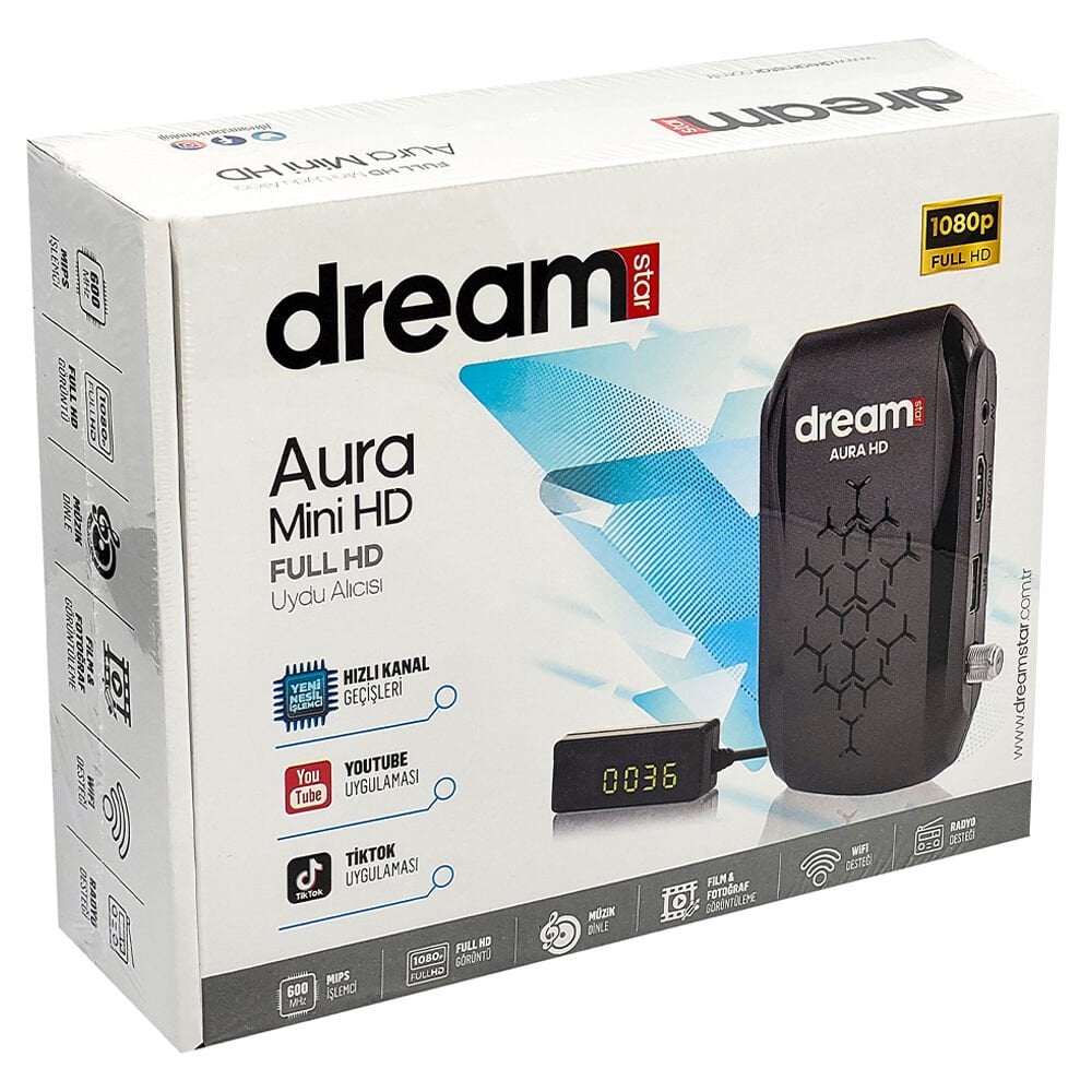 DREAMSTAR AURA Full HD Display Gözlü Mini Uydu Alıcısı