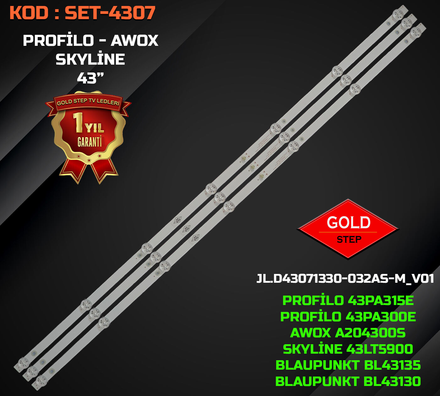 Profilo 43PA315E Blaupunkt BL43135 Skyline 43LT5900 Uyumlu LED Bar Takımı JL.D43071330-032AS-M_V01
