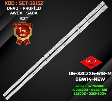 PROFILO 32PA200E / 32PA215E / ONVO OV32152 / SABA SB32F100 Uyumlu LED Bar Takımı (JL.D32061330-032BS-M_V02 / HK32D06 / 06-32C2X6 Serisi)