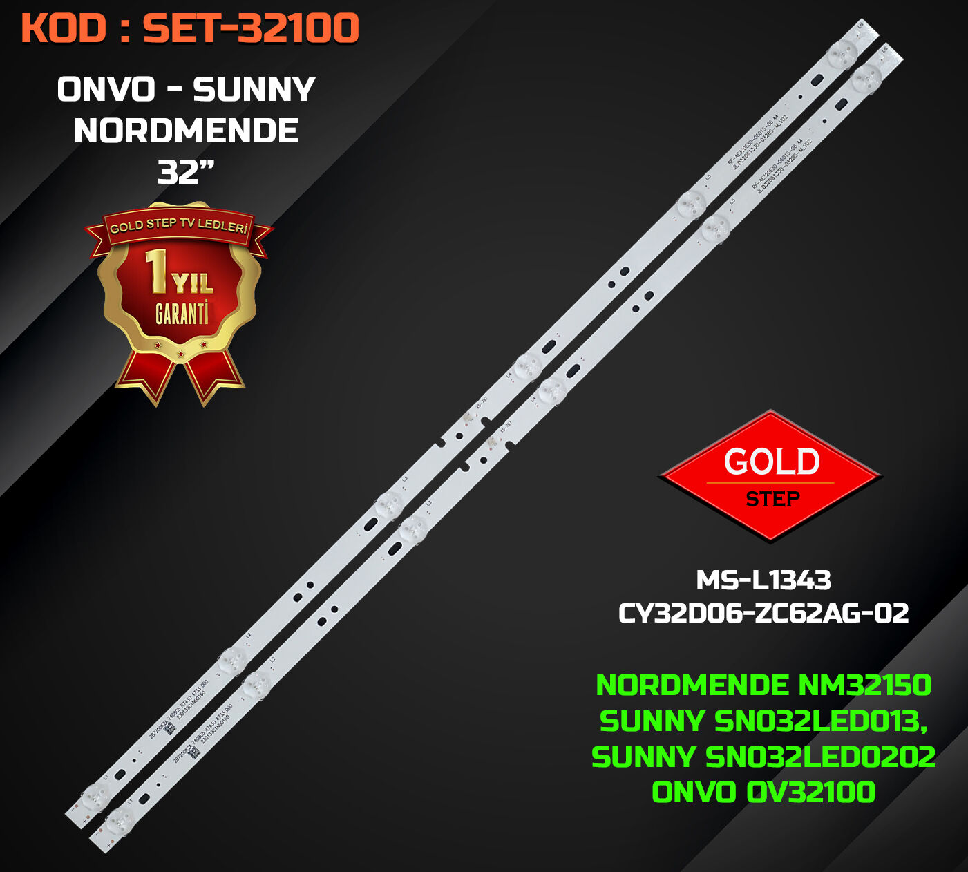 Onvo OV32150 Nordmende NM32150 Sunny SN032LED013 Uyumlu LED Bar Takımı MS-L1343
