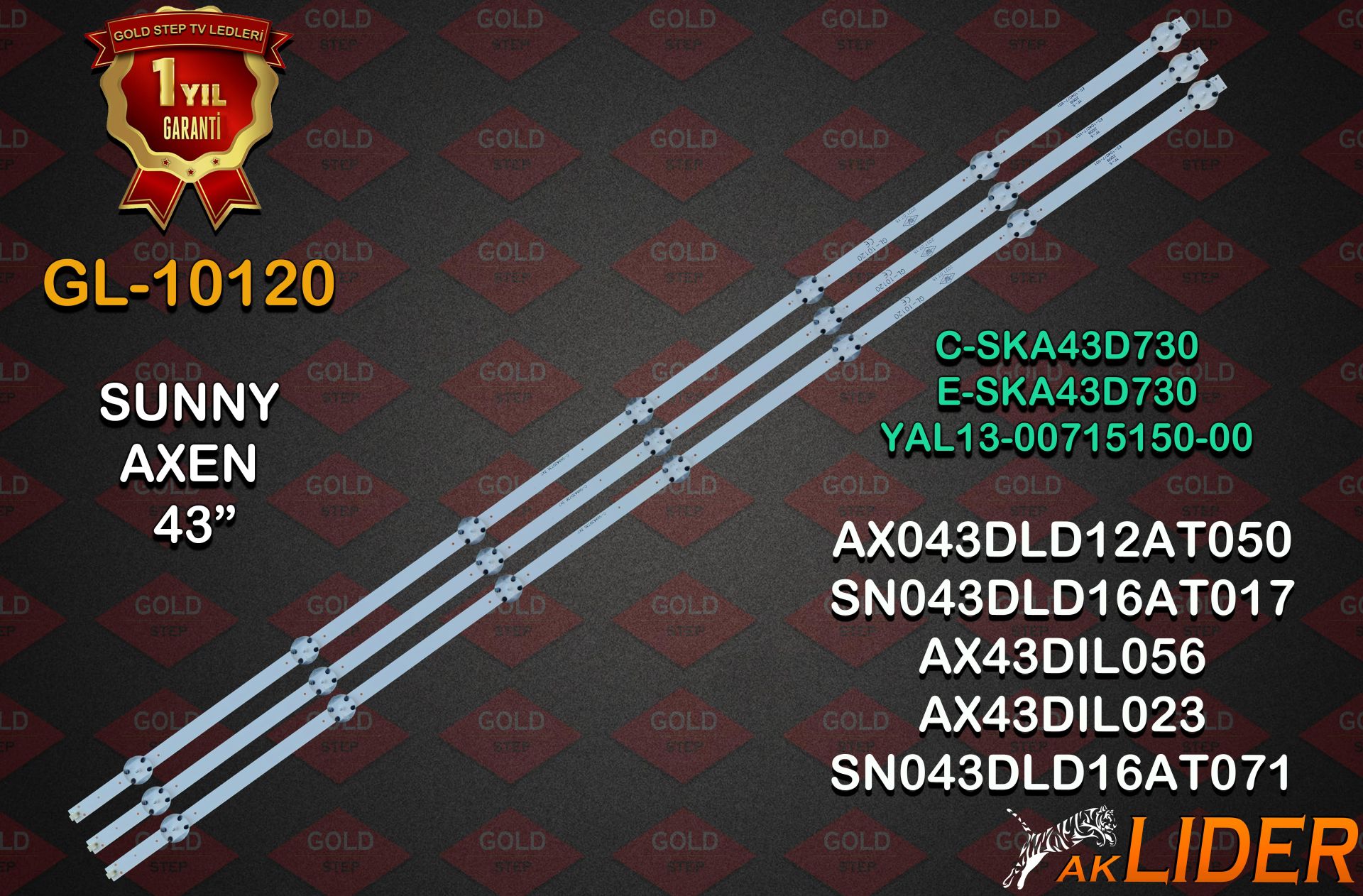 Sunny SN43DLK066/1012 SN43DLK051/1022 SN43DAB1723/1022 Axen AX043DLD16AT015-ILTFM Woon WN43DIL075/0100 Hi-Level HL43DMN13/0216 Uyumlu LED Bar Takımı E-SKA43D730